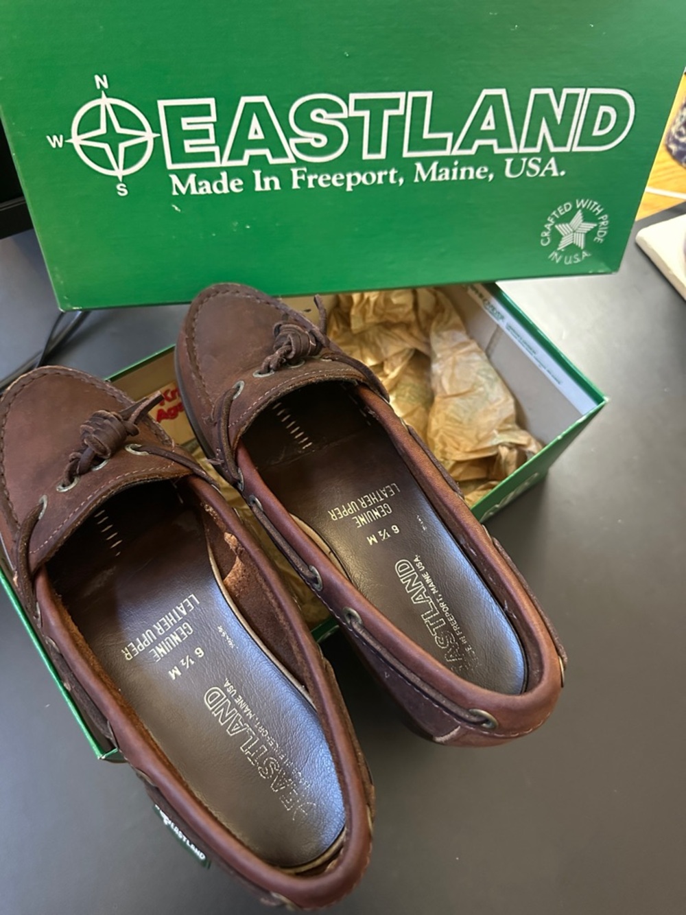 Eastland Dark Brown Leather Boat Moccasins